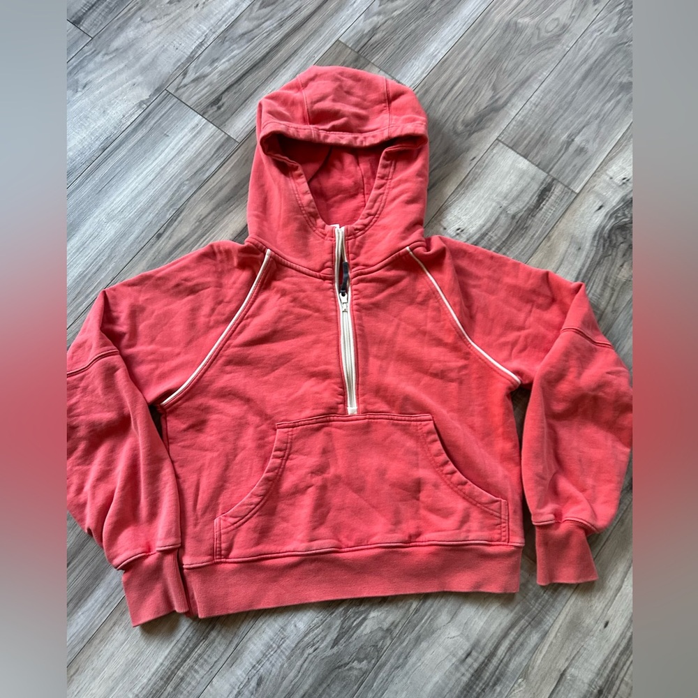 Aerie Cropped Oversized Hoodie Kangaroo Pockets & Thumb Holes in Orange Size S